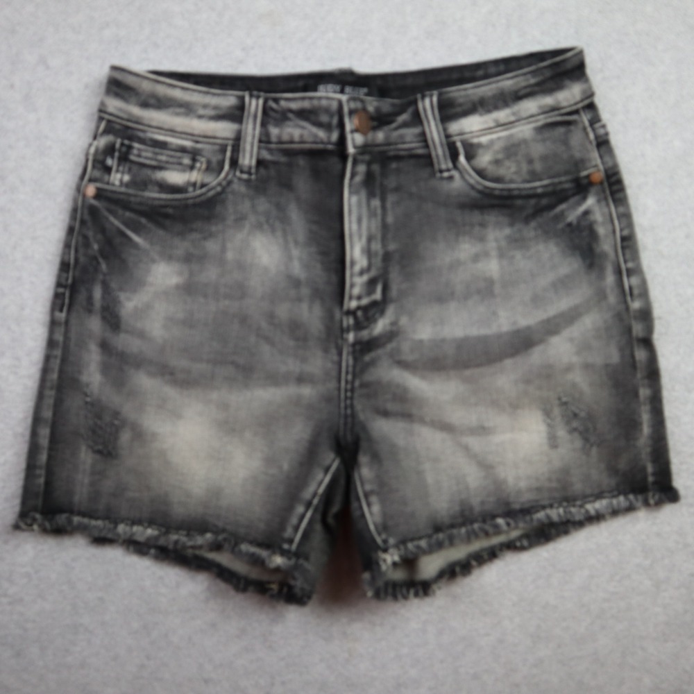 Judy Blue Jean Shorts Women Size M JB150035 Faded Black Distressed Raw Hem Denim